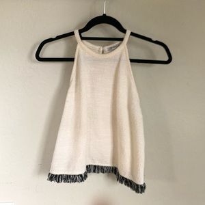 Zara Trafaluc tweed halter fringe top